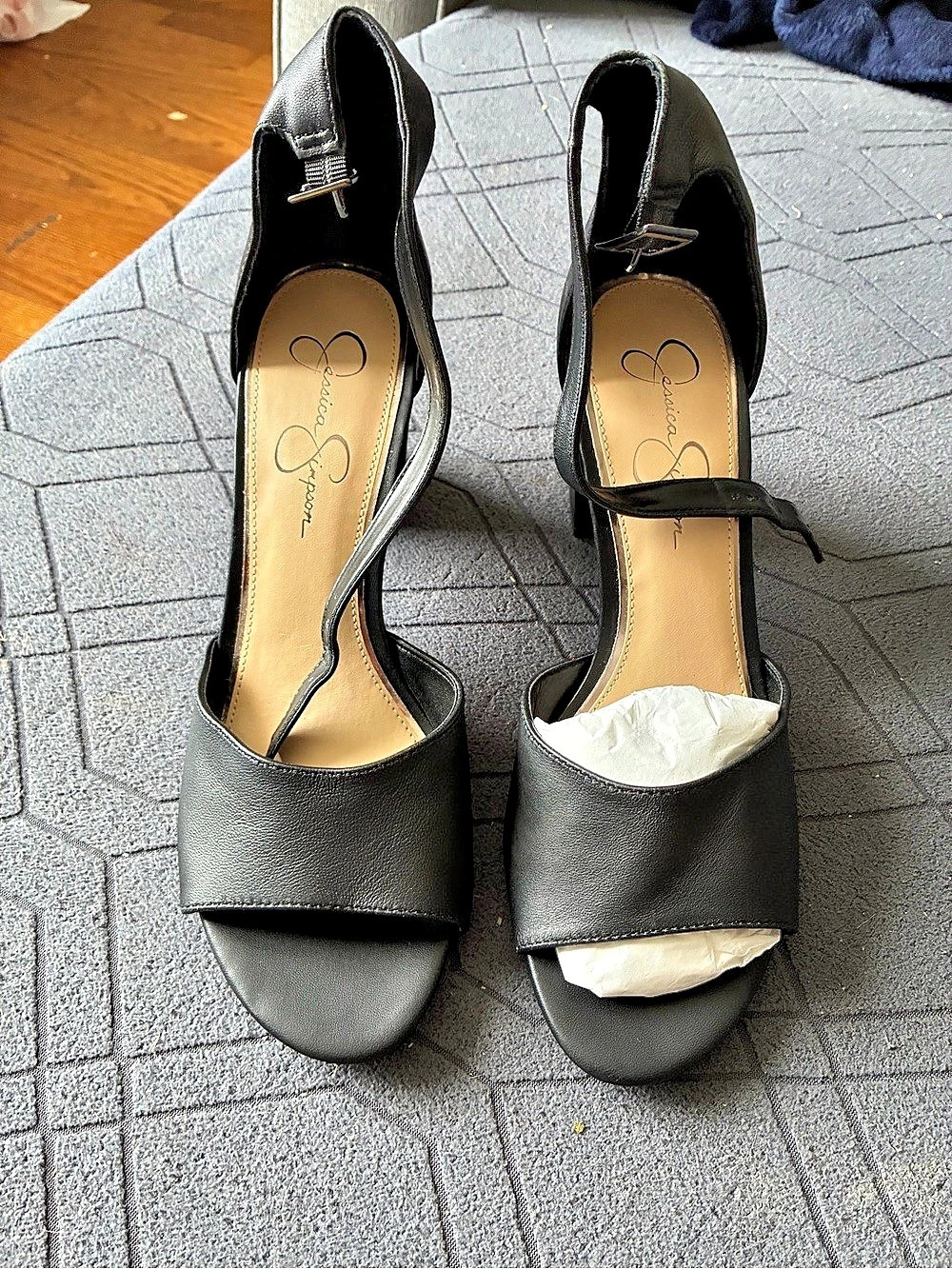 Jessica Simpson Sherron Black Leather Heels US 11 Like New